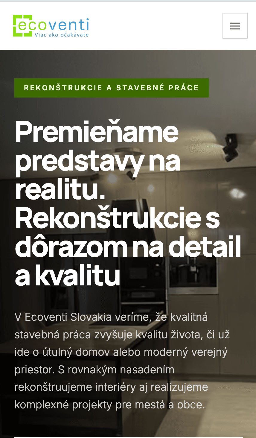 Ecoventi s.r.o., Poltár – Stavebná firma + servis okien – Mobile 01