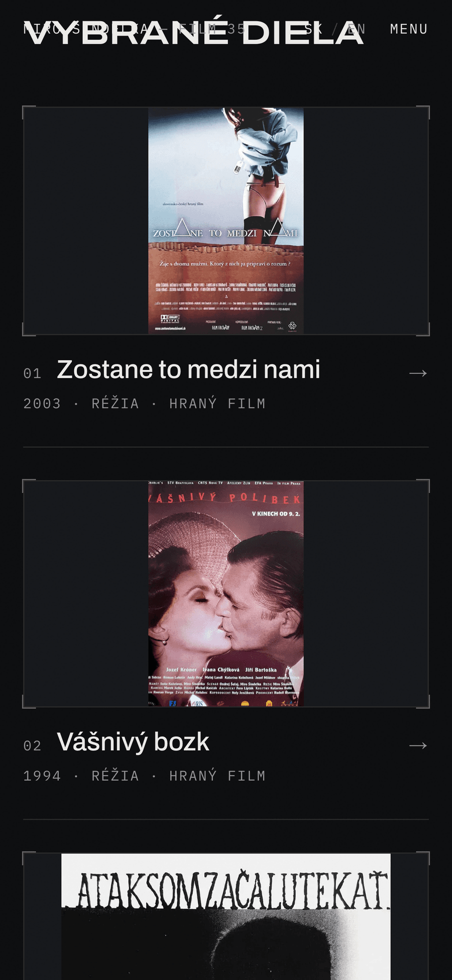 FILM 35 s.r.o. – Portfólio filmového režiséra – Mobil — filmografia
