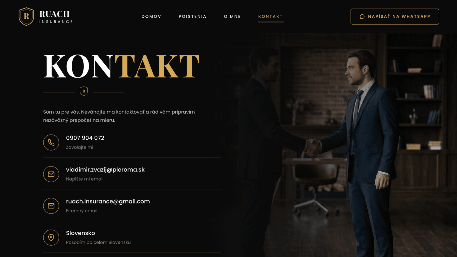 RUACH Insurance – Poistenie — lead-gen – Kontakt