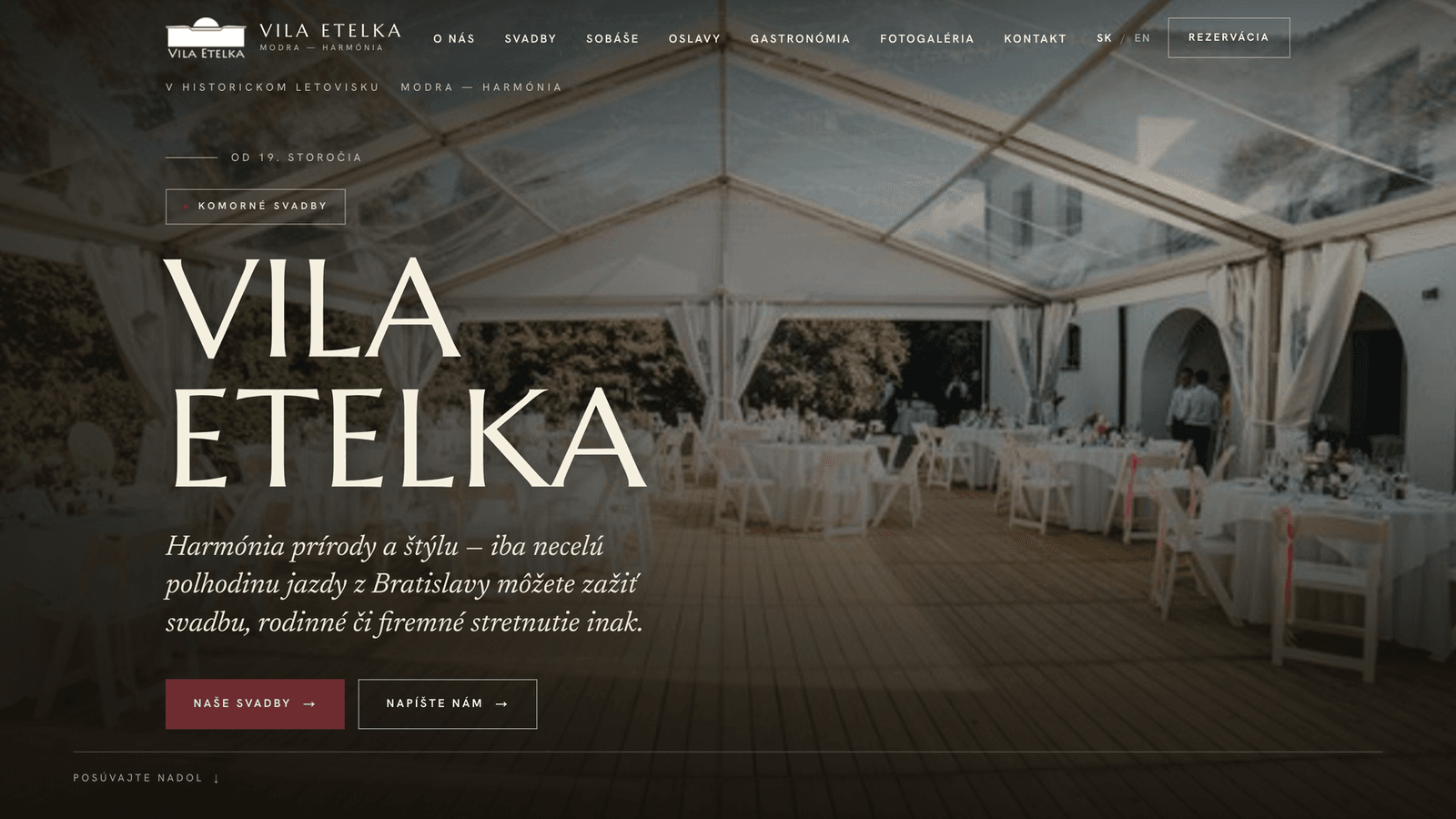 Vila Etelka – Svadobné a eventové miesto – Domov