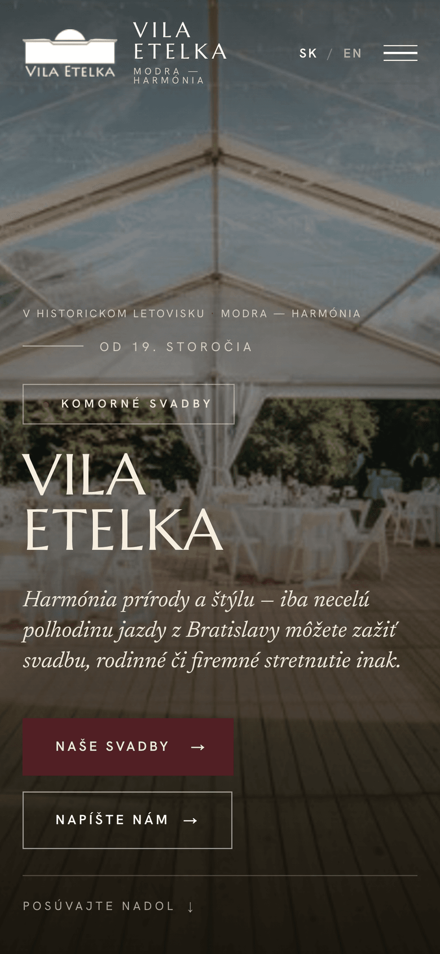 Vila Etelka – Svadobné a eventové miesto – Mobil — domov