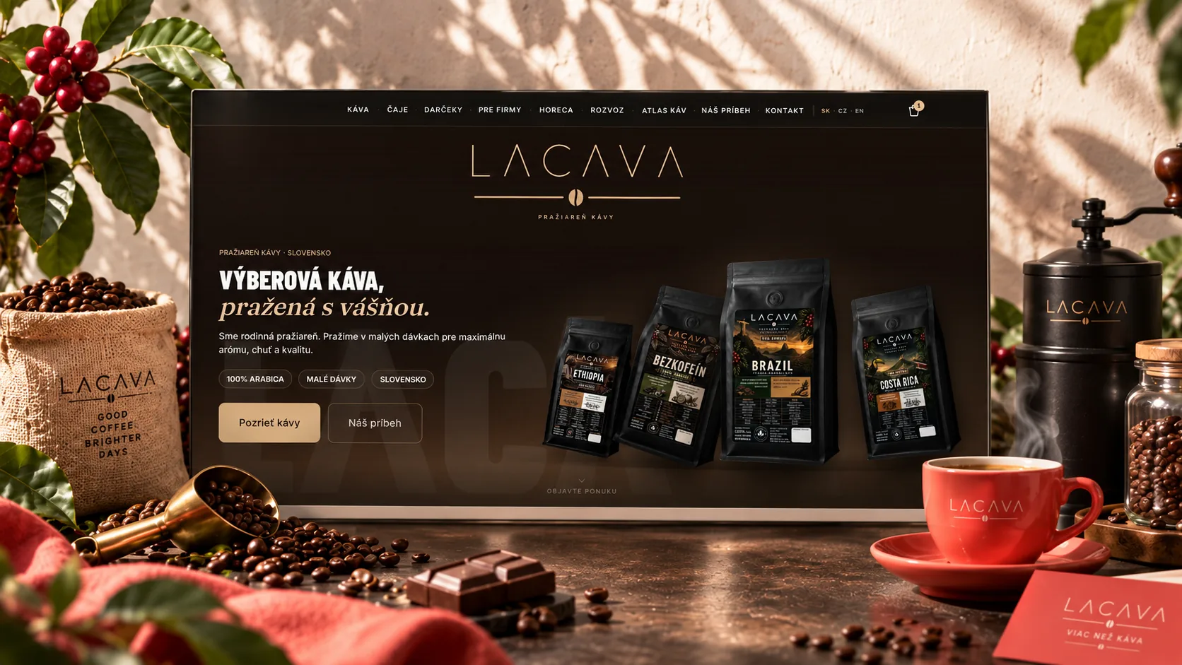 LACAVA — úvodná stránka e-shopu s výberovou kávou