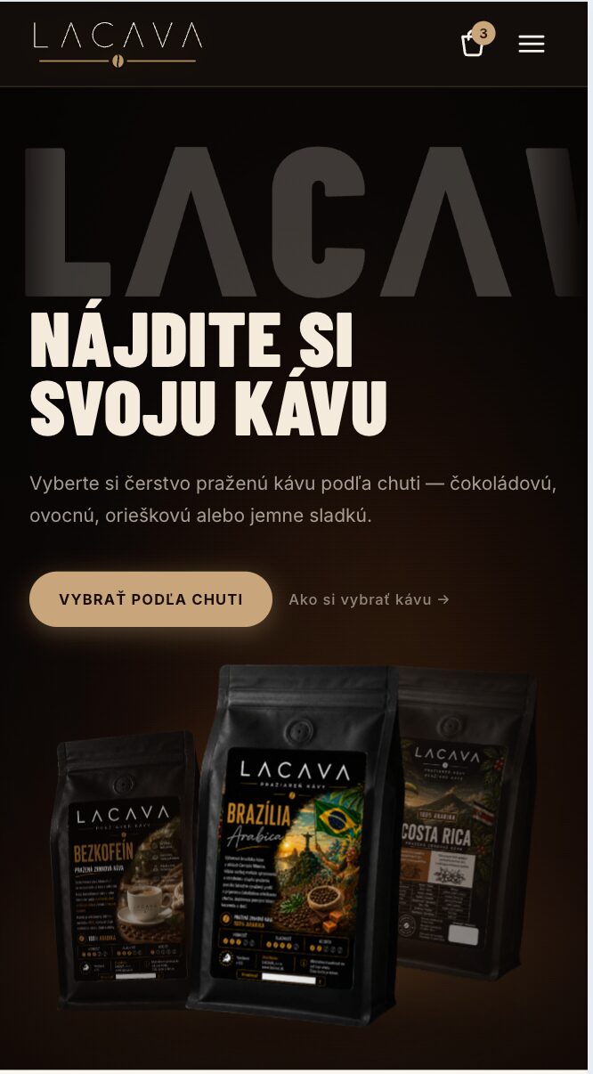 Mobilný katalóg LACAVA s výberom kávy podľa chuti.